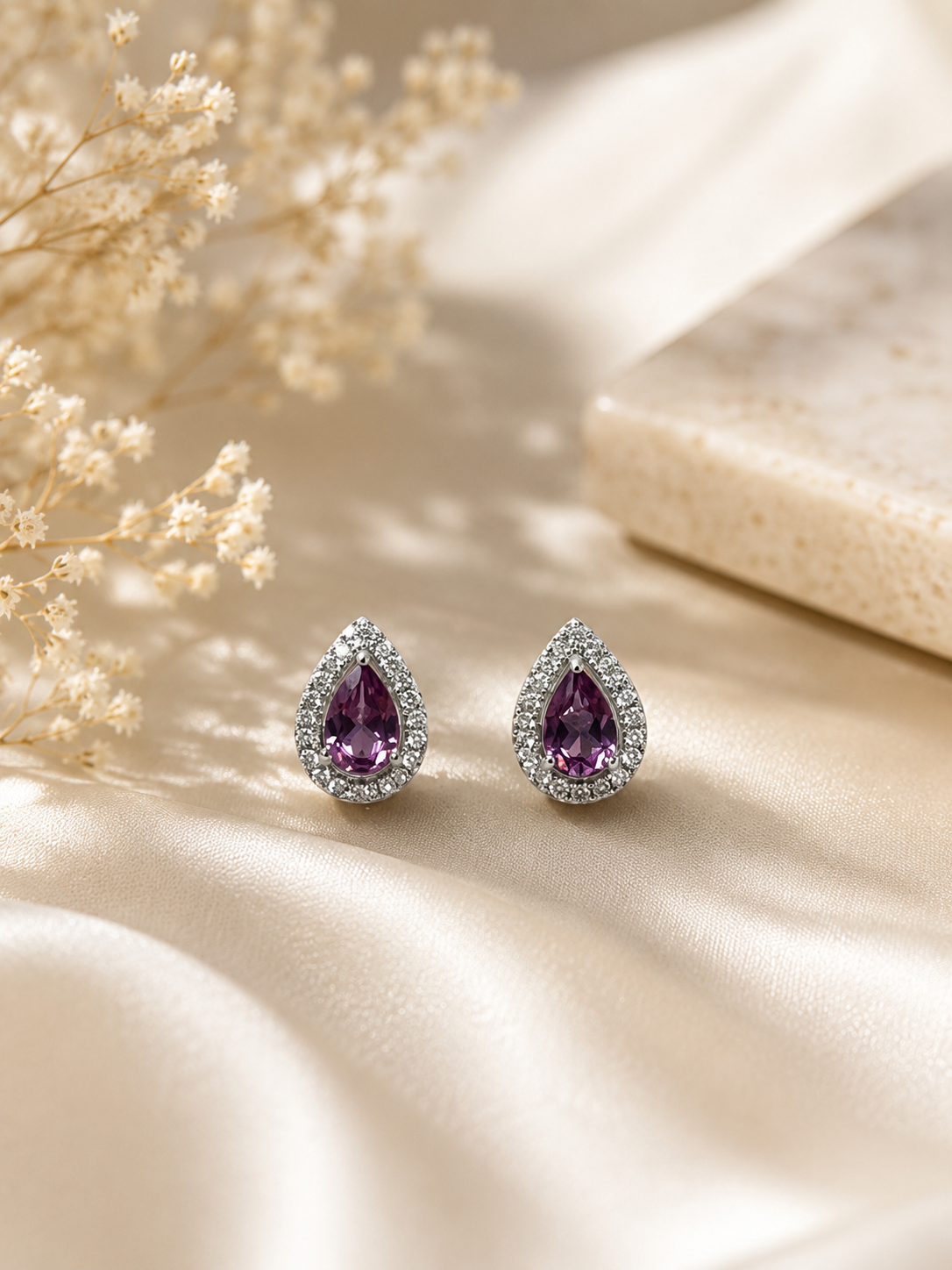 Natural Rhodonite Garnet Sterling SIlver Studs