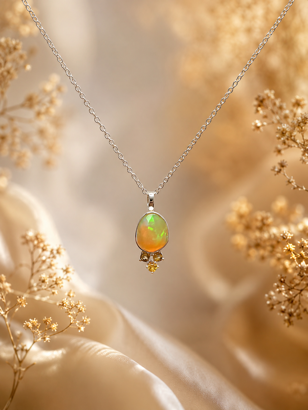 Natural Ethiopian Opal Sterling Silver Pendant