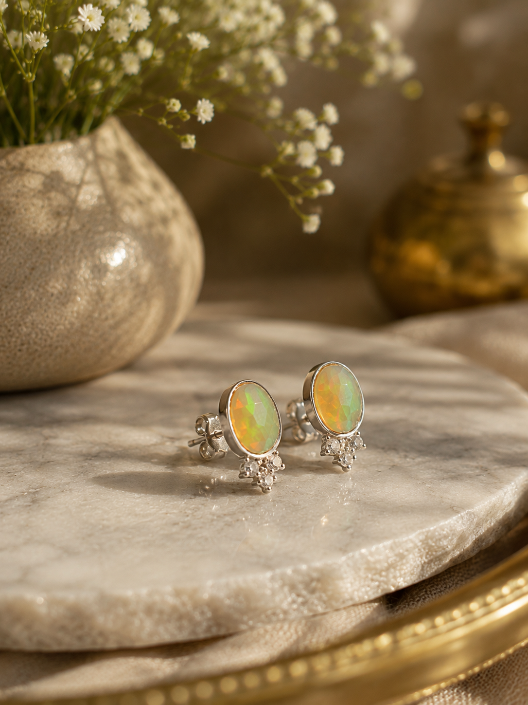 Natural Ethiopian Opal Studs