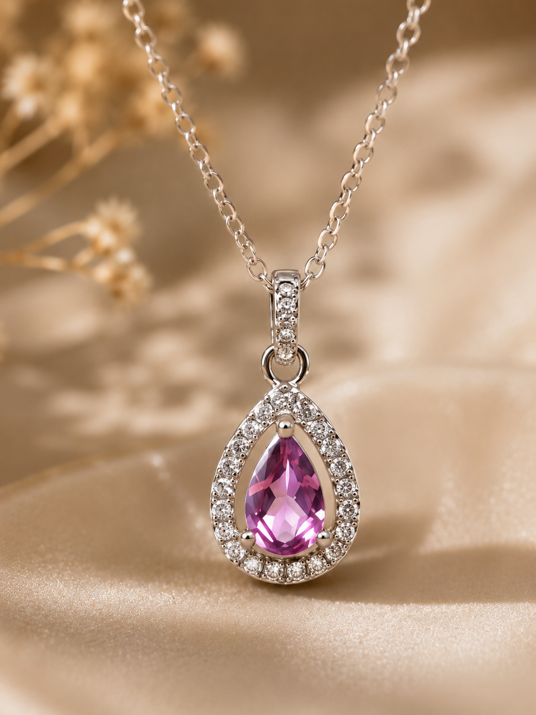 Natural Rhodonite Garnet Sterling Silver Pendant