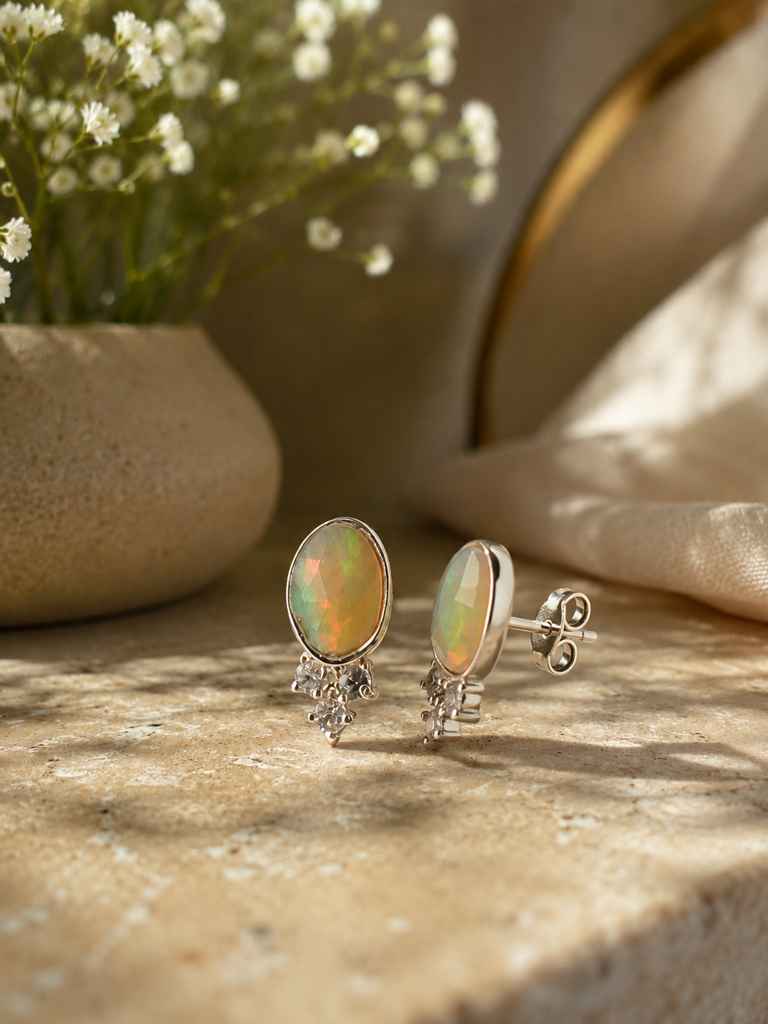 Natural Ethiopian Opal Studs