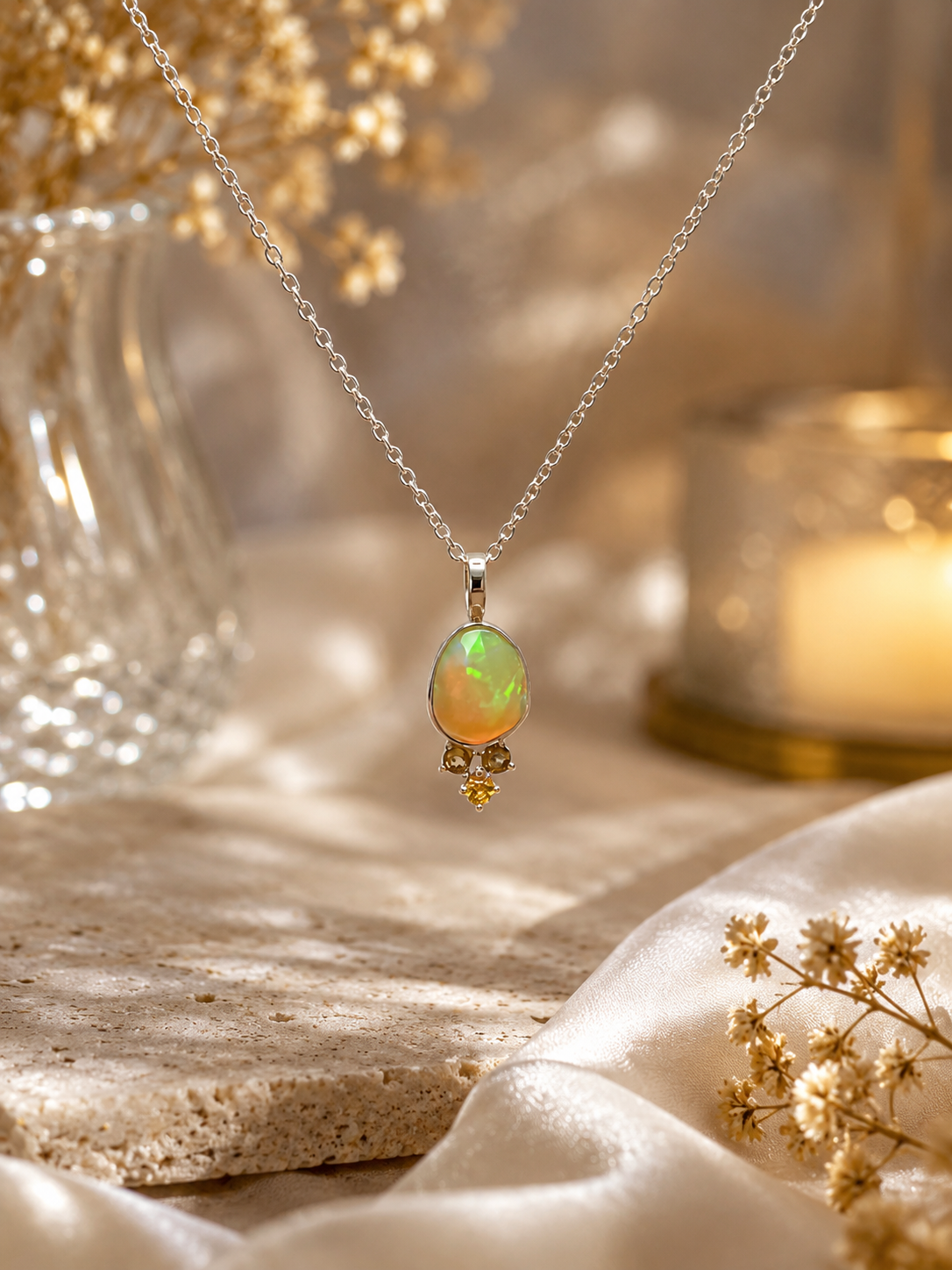 Natural Ethiopian Opal Sterling Silver Pendant