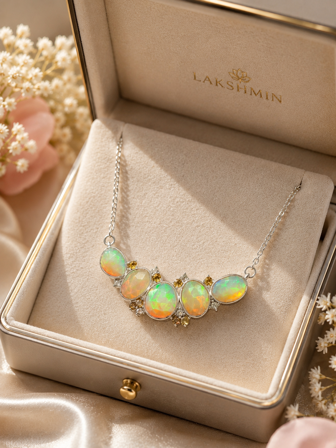 Natural Ethiopian Opal Sterling Silver Necklace