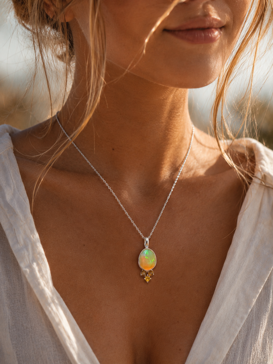 Natural Ethiopian Opal Sterling Silver Pendant