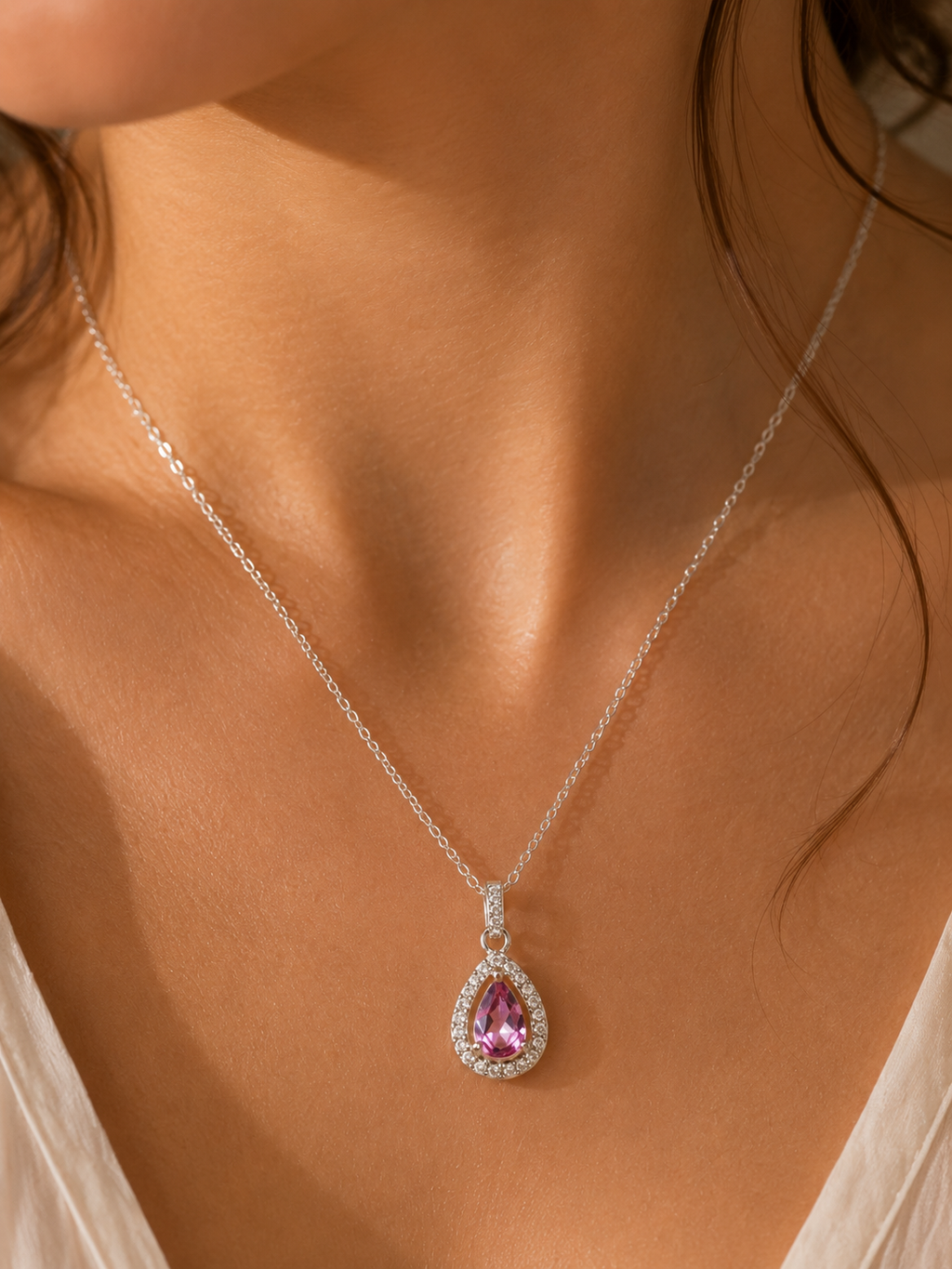 Natural Rhodonite Garnet Sterling Silver Pendant