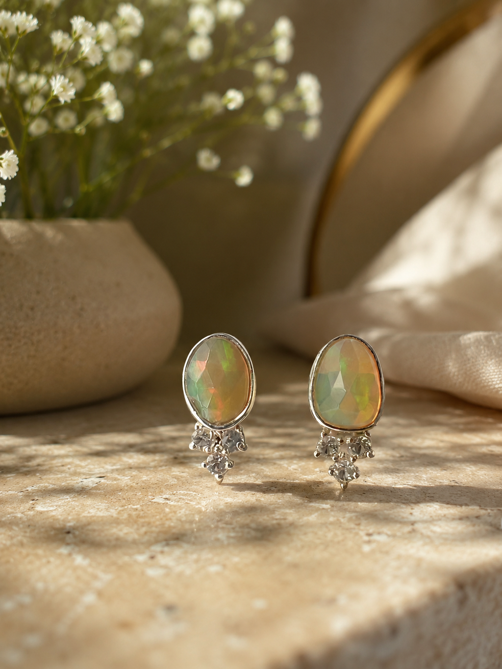 Natural Ethiopian Opal Studs